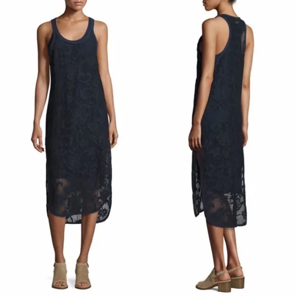Rag & Bone Stella Dress Navy Lasercut Medium - Picture 2 of 9